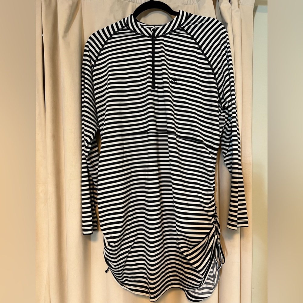 Black & White Stripe SPF 50 Coolibar Swim Top